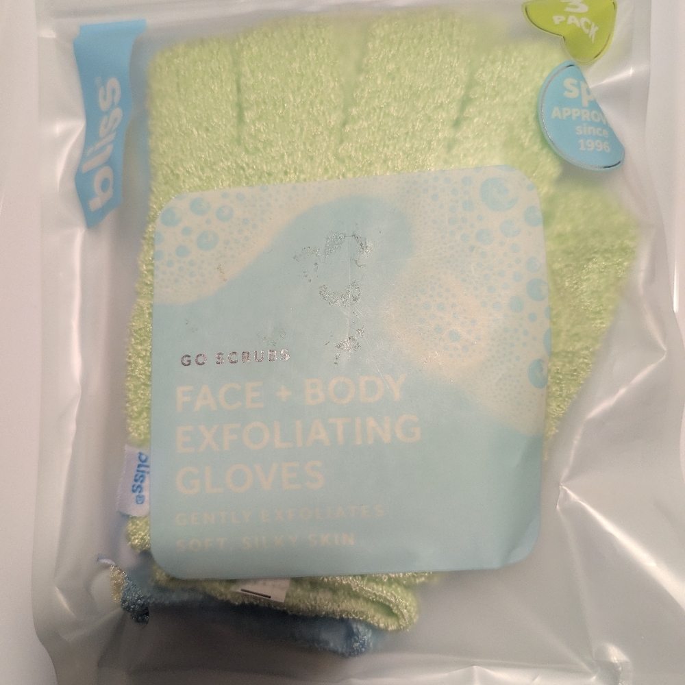 Bliss Exfoliating Reusable Gloves - 3 Pack Face & Body * New in Package *